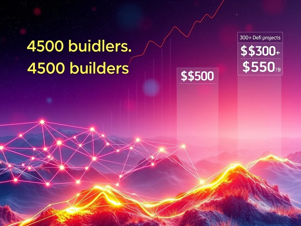BlockDAG's vibrant ecosystem with 4,500 builders powering numerous DeFi projects, showcasing its significant growth and return potential.