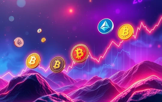 A dynamic crypto market chart showing BlockDAG Presale's rapid growth, Dogecoin's surge, and Stellar XLM's decline.