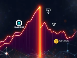 A visual comparison showing BlockDAG's significant growth against the struggles of Tron TRX and Toncoin TON in the crypto market.