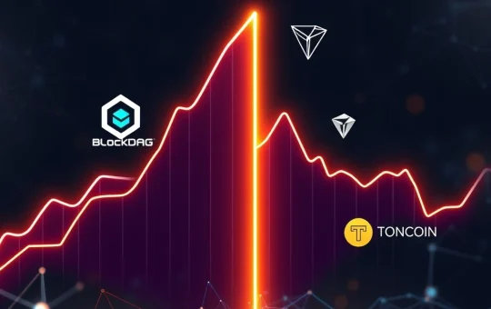 A visual comparison showing BlockDAG's significant growth against the struggles of Tron TRX and Toncoin TON in the crypto market.