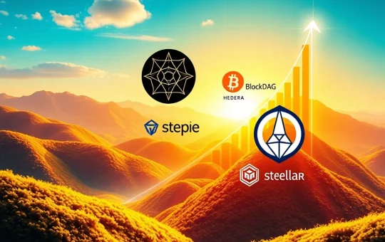 Visualizing the impressive July crypto market surge led by BlockDAG, Hedera, PEPE, and Stellar, highlighting their significant gains and strategic growth.