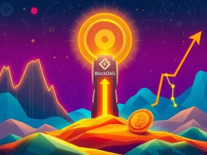 Dynamic crypto market trends showing Kaspa KAS's surge, PUMP's decline, and BlockDAG's projected ROI, illustrating diverse cryptocurrency investment outcomes.