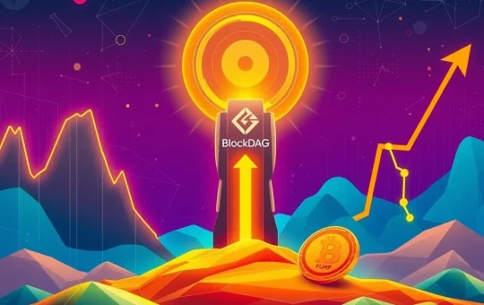 Dynamic crypto market trends showing Kaspa KAS's surge, PUMP's decline, and BlockDAG's projected ROI, illustrating diverse cryptocurrency investment outcomes.