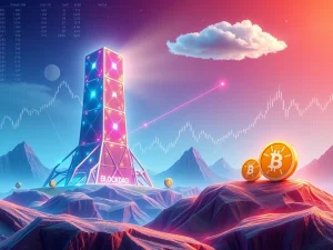 A visual contrast showing BlockDAG's strong upward trajectory with growing graphs, while Dogecoin and Hyperliquid charts dip, illustrating crypto market shifts.