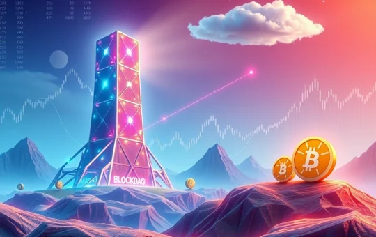 A visual contrast showing BlockDAG's strong upward trajectory with growing graphs, while Dogecoin and Hyperliquid charts dip, illustrating crypto market shifts.