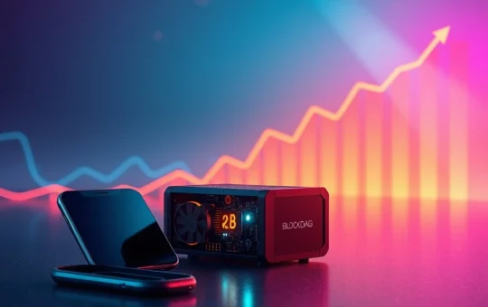BlockDAG mining demo hardware and mobile app symbolizing innovation and potential for significant crypto returns.