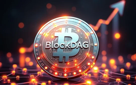 BlockDAG presale token with glowing blockchain nodes and rising graph