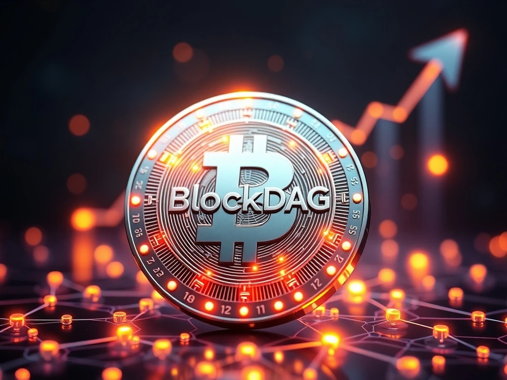 BlockDAG presale token with glowing blockchain nodes and rising graph