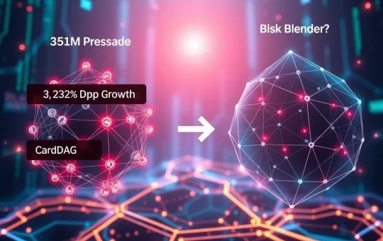 A visual representation of BlockDAG's impressive $351M presale and projected dApp growth, highlighting its challenge to Cardano in blockchain innovation.