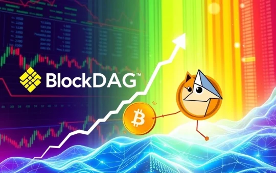Visualizing BlockDAG presale's explosive growth, Dogecoin News momentum, and Stellar XLM's recent dip in the crypto market.