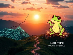 BlockDAG presale success depicted with growing blockchain structures, contrasting with fading Neo Pepe meme coin hype.