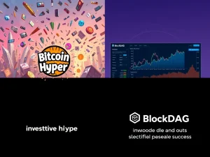 A visual contrast between BlockDAG's structured presale success and Bitcoin Hyper's meme-driven hype, highlighting differing crypto investment strategies.