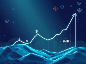 A vibrant illustration showcasing the explosive growth of BlockDAG presale, with a graph indicating significant crypto gains alongside ONDO's stability and Shiba Inu's dip.