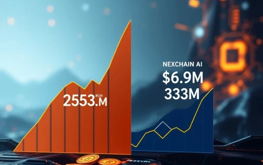Visual comparison highlighting BlockDAG's massive crypto presale success and high ROI against Nexchain AI's raise, reflecting investor sentiment.