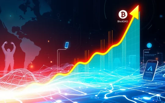 A visual representation of BlockDAG's incredible growth, showcasing the soaring presale success and projected crypto gains.
