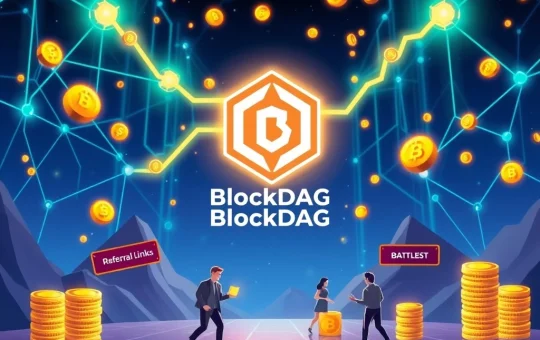BlockDAG presale success amidst falling HYPE and Dogecoin price, illustrating crypto market volatility.