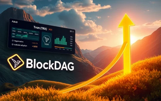 BlockDAG's no-vesting pass unlocks massive ROI, symbolizing the project's innovative approach in the crypto market alongside Aave's DeFi growth and Tron TRX's bullish price targets.