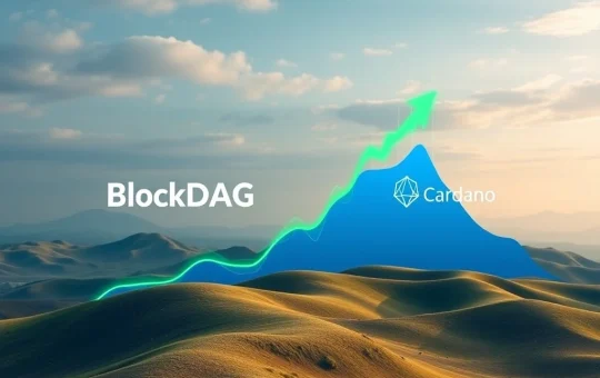 A visual comparison showing BlockDAG's strong growth and BlockDAG ROI against Cardano's challenges in developer adoption.