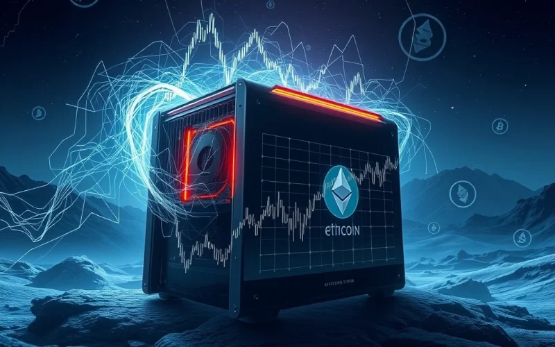 BlockDAG X1 Miner demo with a Litecoin price surge chart and Ethereum market analysis, highlighting accessible crypto mining.