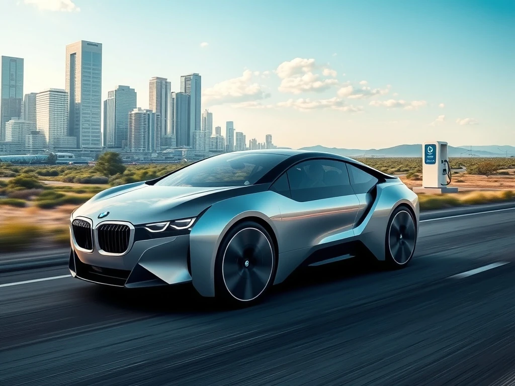 A sleek, futuristic BMW hydrogen vehicle symbolizes the future of sustainable transport and clean energy innovation.