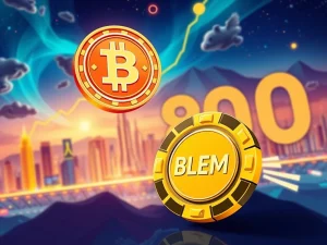 BNB coin surging past $800, symbolizing its market success, while a BitLemons BLEM casino chip represents the next big altcoin opportunity.