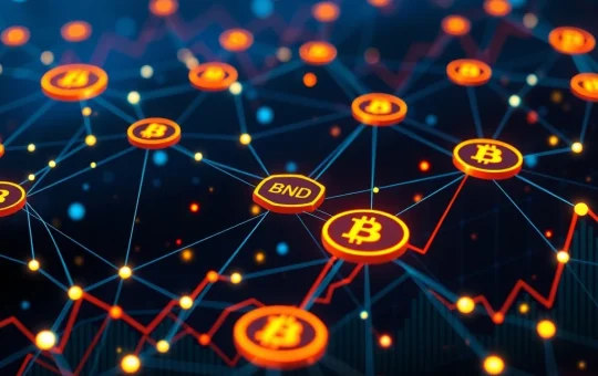 Infographic showing BNB Chain's record 14.1M daily transactions, highlighting DeFi growth and token burns, signifying robust blockchain performance.