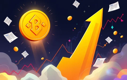 BNB token soaring on a chart, symbolizing its impressive crypto surge and market growth.