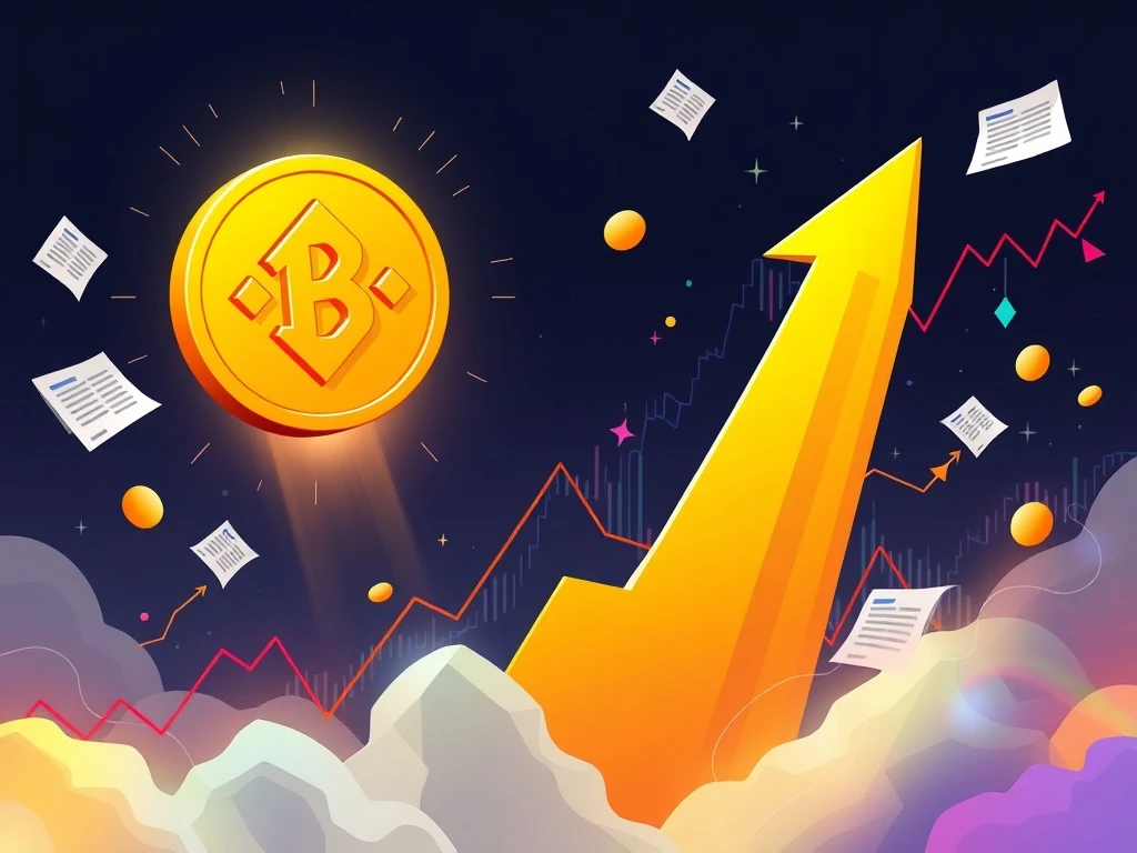 BNB token soaring on a chart, symbolizing its impressive crypto surge and market growth.