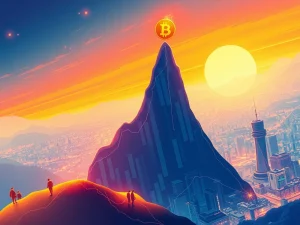 A rising digital chart showing BNB price reaching an all-time high, symbolizing the coin's growth fueled by strategic token burns and institutional investment.