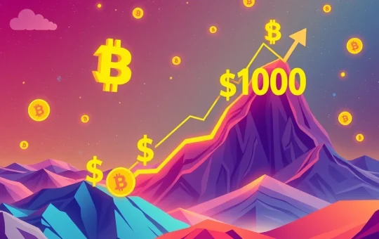 Chart showing BNB price surge with upward arrows, representing Binance Coin's growth and potential for a $1,000 price target.
