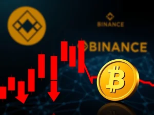 Chart showing the critical BNSOLUSDT price plunge, highlighting key support and resistance levels during a bearish trend.