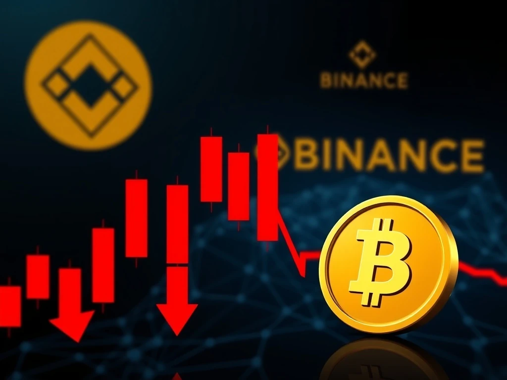 Chart showing the critical BNSOLUSDT price plunge, highlighting key support and resistance levels during a bearish trend.