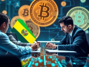 Bolivia and El Salvador officials signing a Bitcoin regulatory agreement