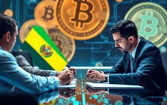 Bolivia and El Salvador officials signing a Bitcoin regulatory agreement