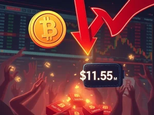 A visual representation of BONK price dropping due to a large Galaxy Digital transfer, highlighting market panic.