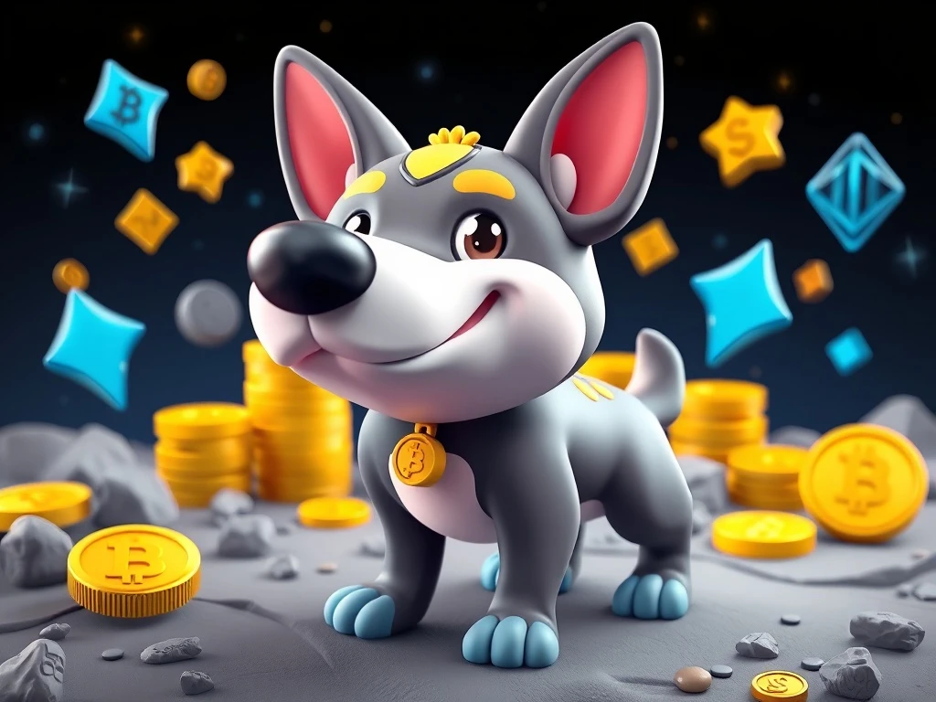 An energetic Bonk dog mascot representing the viral Solana meme coin, symbolizing its rapid rise in the crypto market.