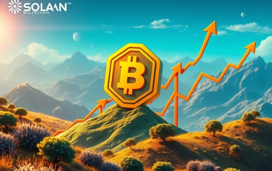 A chart showing a bullish pennant pattern with a rising BONK token, symbolizing a potential 76% rally in Solana News Today.