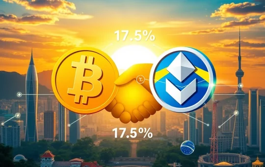 Bybit and Tether logos shaking hands over a map of Brazil, symbolizing their partnership to boost Brazil crypto adoption despite the new 17.5% tax.