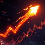 BTT cryptocurrency logo surging with fiery trail representing rapid price growth and volatility