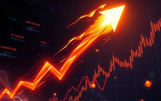 BTT cryptocurrency logo surging with fiery trail representing rapid price growth and volatility