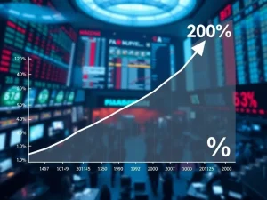A chart illustrating the Buffett Indicator reaching a record high, symbolizing extreme market valuations and potential for a stock market bubble.