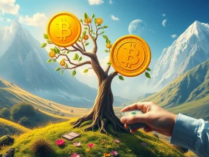 Illustrates strategic long-term crypto investment in two distinct cryptocurrencies to buy, representing growth and potential.