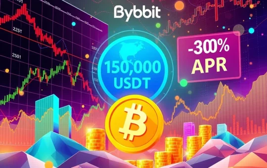 Bybit Tokenized Equities campaign poster showing 150,000 USDT prize pool and 200% APR, bridging TradFi and DeFi.
