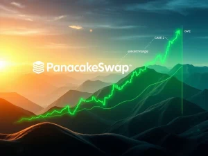 Visualizing CAKE token's breakout potential as PancakeSwap expands to Base Layer 2, signaling robust DeFi scalability.