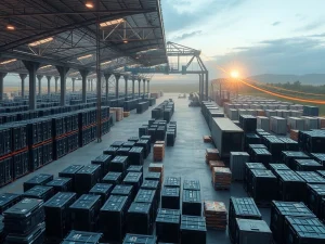 Bitcoin mining rigs being strategically moved and rebranded, illustrating Bitmain's clever tariff strategy.