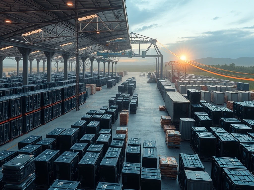 Bitcoin mining rigs being strategically moved and rebranded, illustrating Bitmain's clever tariff strategy.