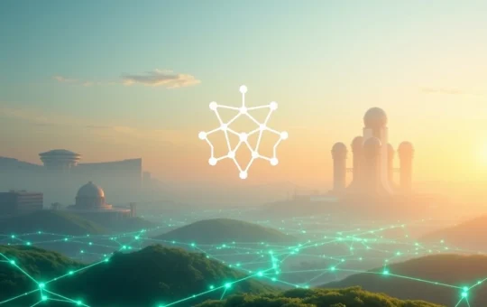 A visual representation of Cardano ADA's long-term strategy, showing institutional growth, advanced blockchain technology, and sustainable development.