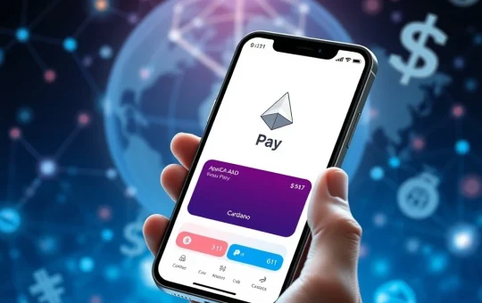 A smartphone displaying the Begin Wallet app with an Apple Pay interface, illustrating seamless Cardano Apple Pay transactions.