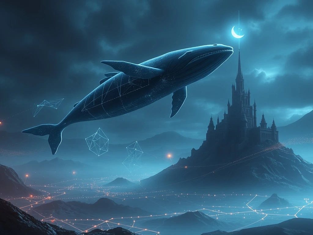 An illustration of a large ADA whale confronting a corporate entity, symbolizing the Cardano governance dispute and Charles Hoskinson's legal threats.