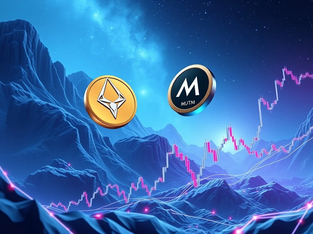 Cardano and Mutuum Finance tokens with a financial graph showing resistance levels
